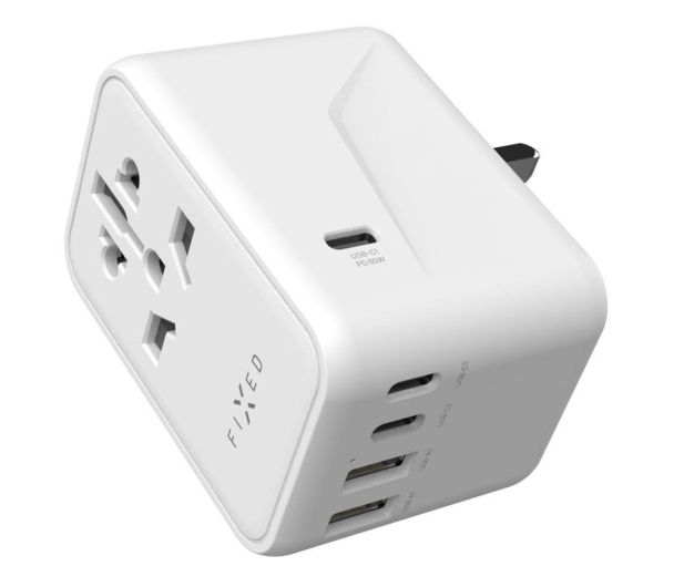 FIXED Voyager World Adapter 3xUSB-C/2xUSB GaN 65W biały FIXCT65-3C2A-WH - 1249177 - zdjęcie